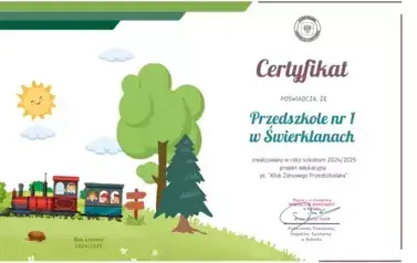 Certyfikat Klub Zdrowego Przesdzkolaka 2024_25